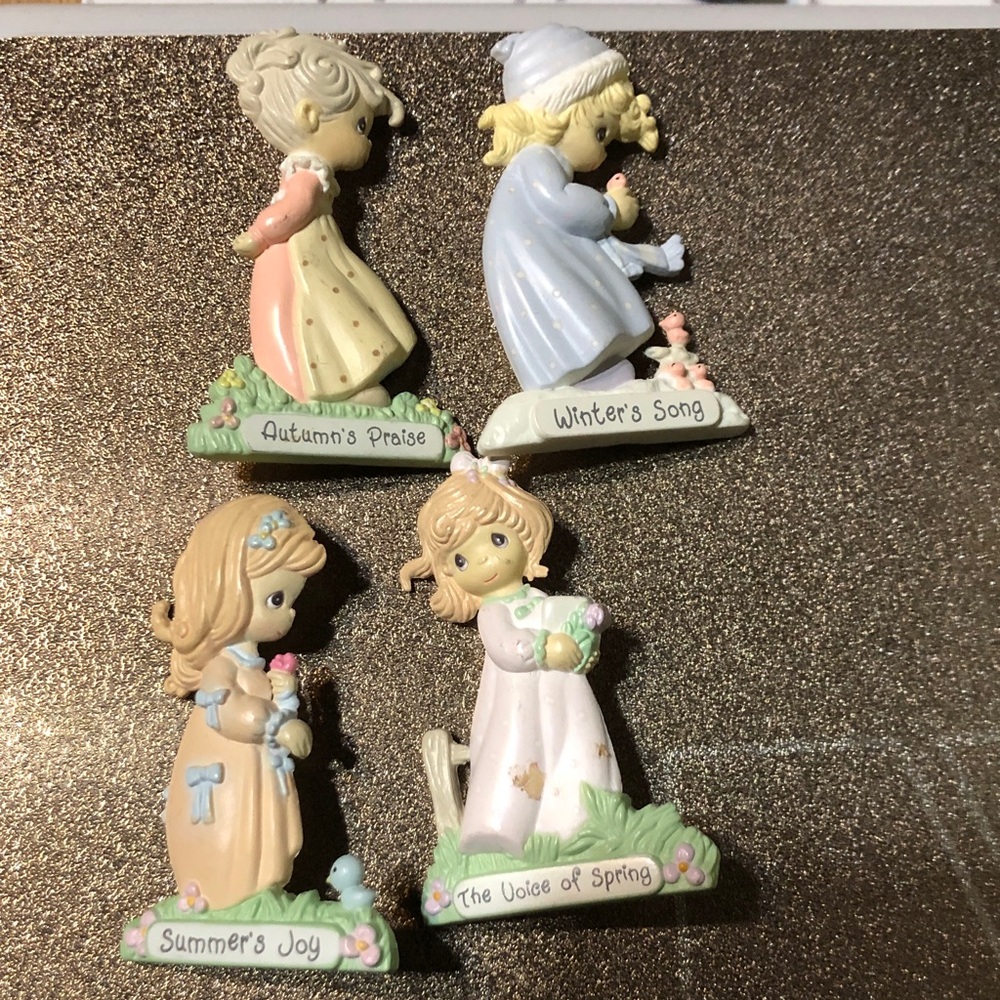 Precious Moments Pastel Seasons Figurine Ornaments - Pink, Blue, Cream, Green